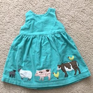 Baby Boden girl teal green corduroy pinafore. Size 12-18 months.